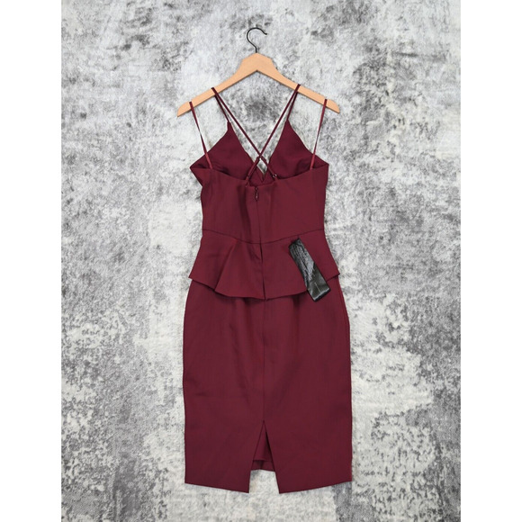 New BCBG MAXAZRIA Dress 4 Womens Ruby Red Ruffle Strappy Cocktail Sheath - Picture 3 of 13
